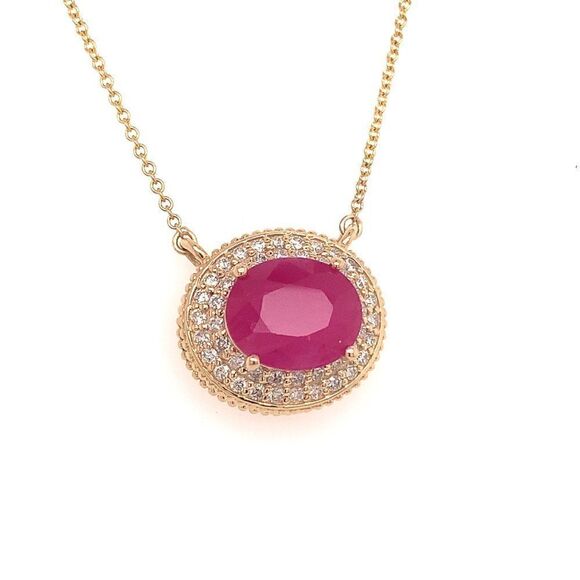Ruby Diamond Necklace 14k Gold 18" 5.06 TCW Certified $5,975 121097 - Picture 3 of 12